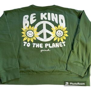 Like New PINK Oversized Sweatshirt Peace Sign Be Kind